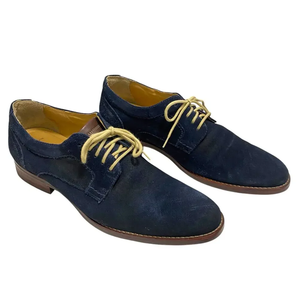 Johnston & Murphey Hartley Plain Toe Size 11 Blue Suede Dress Shoes